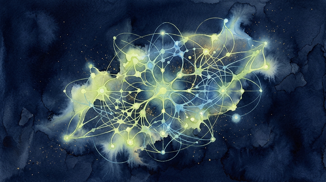 Watercolor AI Neural Synaptic Panoramic Artwork